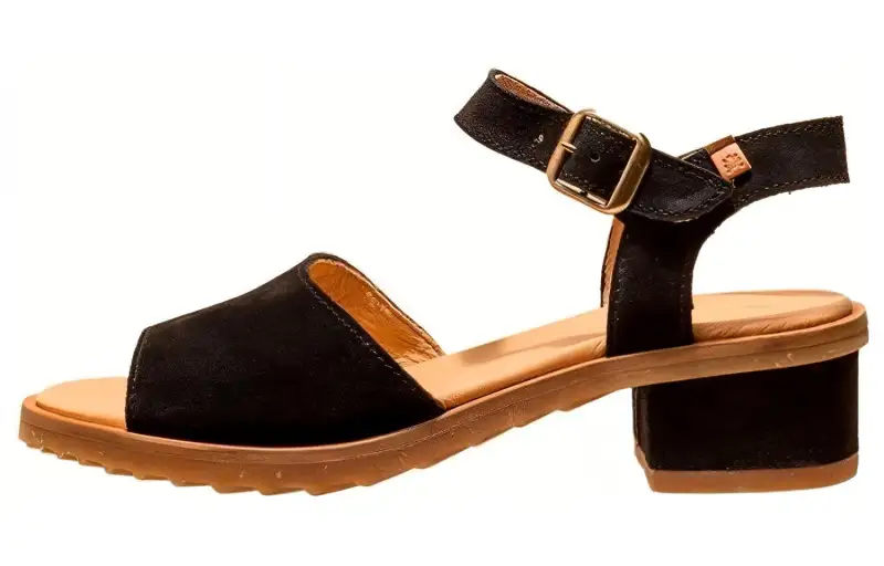 El Naturalista Leather One Strap Sandals 4.5cm Women's Black