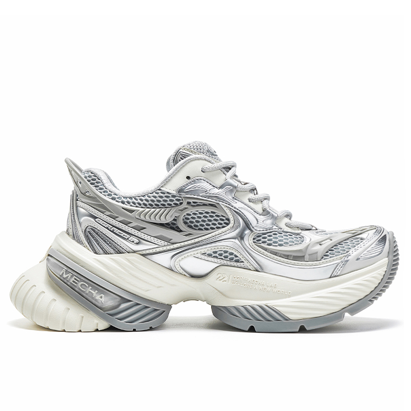 OGR Height Increasing Rebound Low top Running Shoes Unisex Liquid Metallic Silver