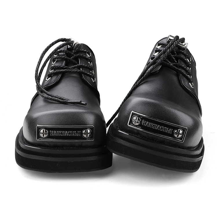 HANQIAORIJI Future Collection Cow Split Leather Casual Leather Shoes, Derby Shoes Men's Black