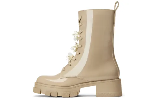 CHARLES&KEITH Combat Boots Women's Black/Flesh