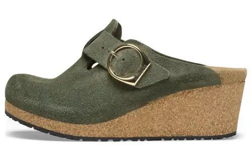 Birkenstock Soft And Comfortable Rubber Sole Slip Resistant Closed Toe Slippers Unisex Green Narrow