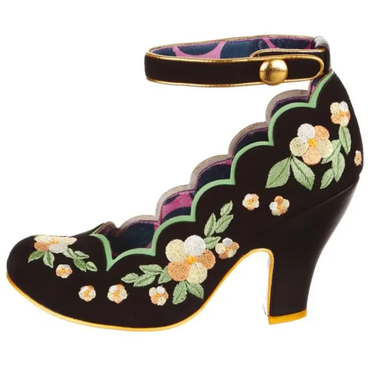 IRREGULAR CHOICE Pu Chunky Heel High Heels Women's Black Green
