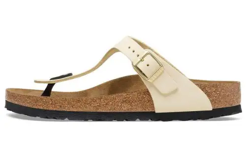 Birkenstock Gizeh Nubuck Flip Flops Women's Beige Narrow