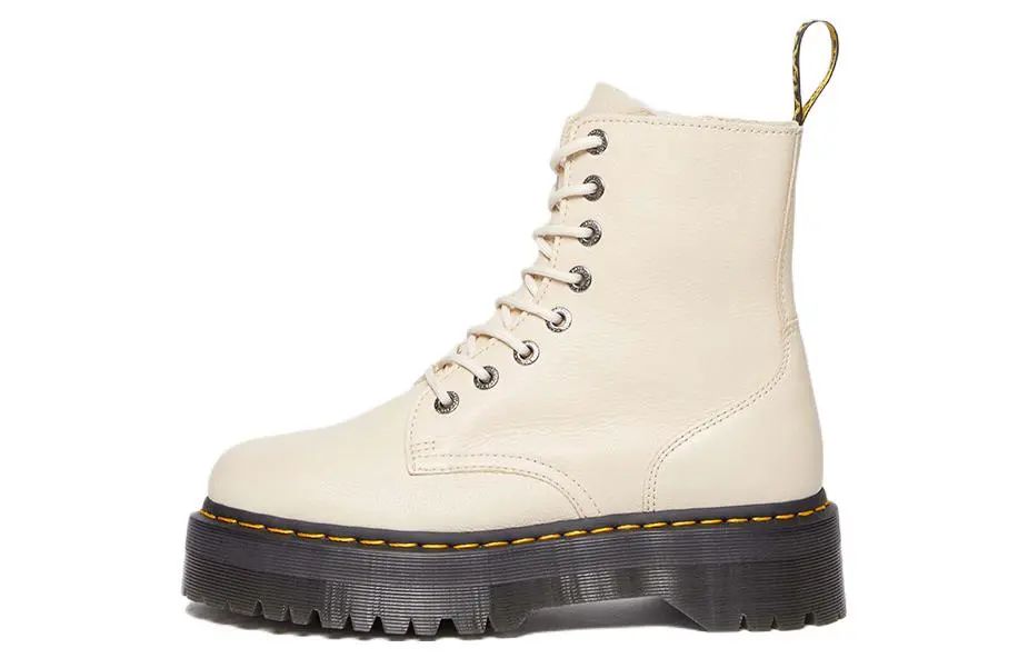 Dr. Martens Jadon Iii Pisa Leather Platform Boots 'Parchment Beige'
