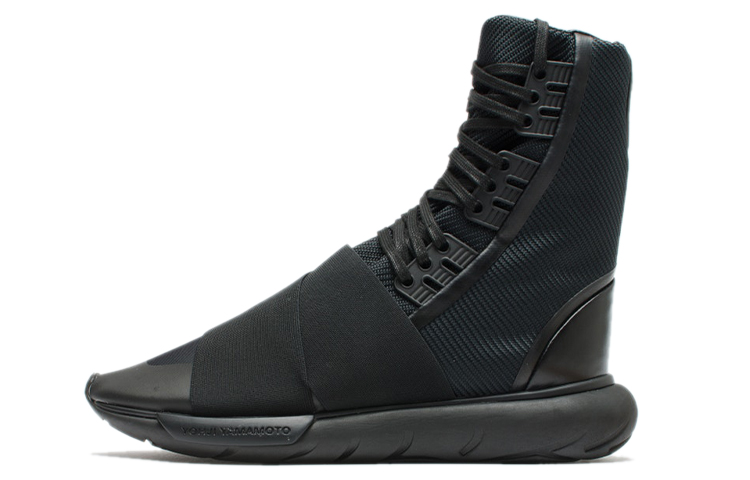 Y 3 Qasa Boot Fabric High top Stylish Skateboarding Shoes Unisex Black