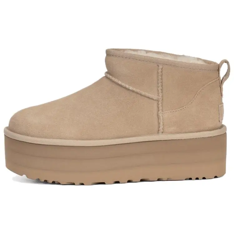 UGG Thermal Abrasion Resistant Comfortable Minimalist Style Thickened And Fleece Lined Short Snow Boots Women's Sand