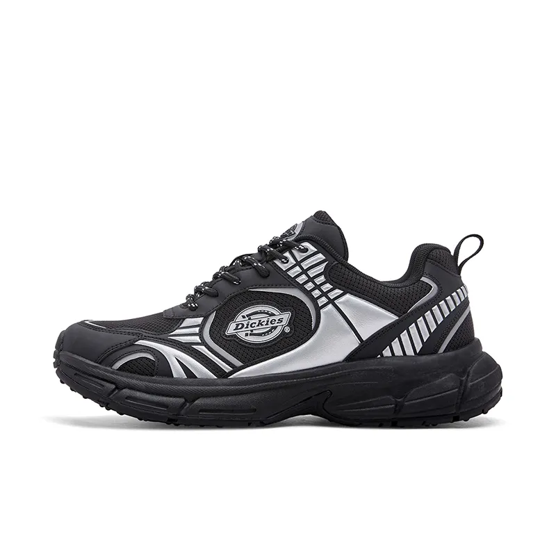 Dickies Fabric Cushioning Slip Resistant Cushioning Slip Resistant Low top Chunky Sneakers Men's Black Shiny Silver