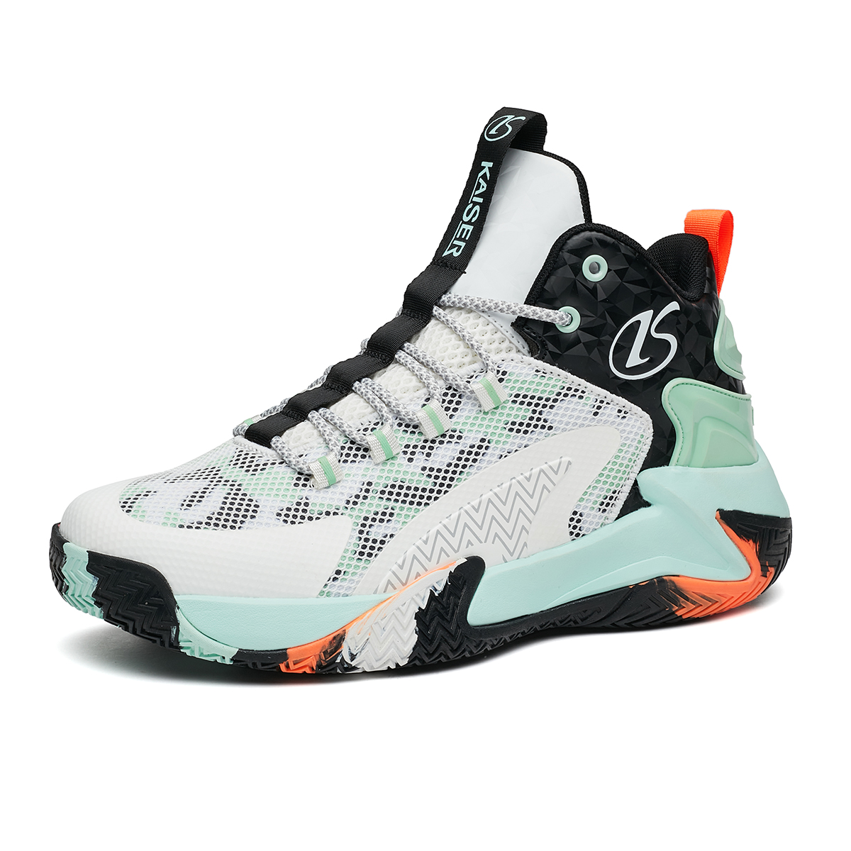 KAISER Cushioning Slip Resistant Abrasion Resistant Breathable Mid top Basketball Shoes Men’s White Blue
