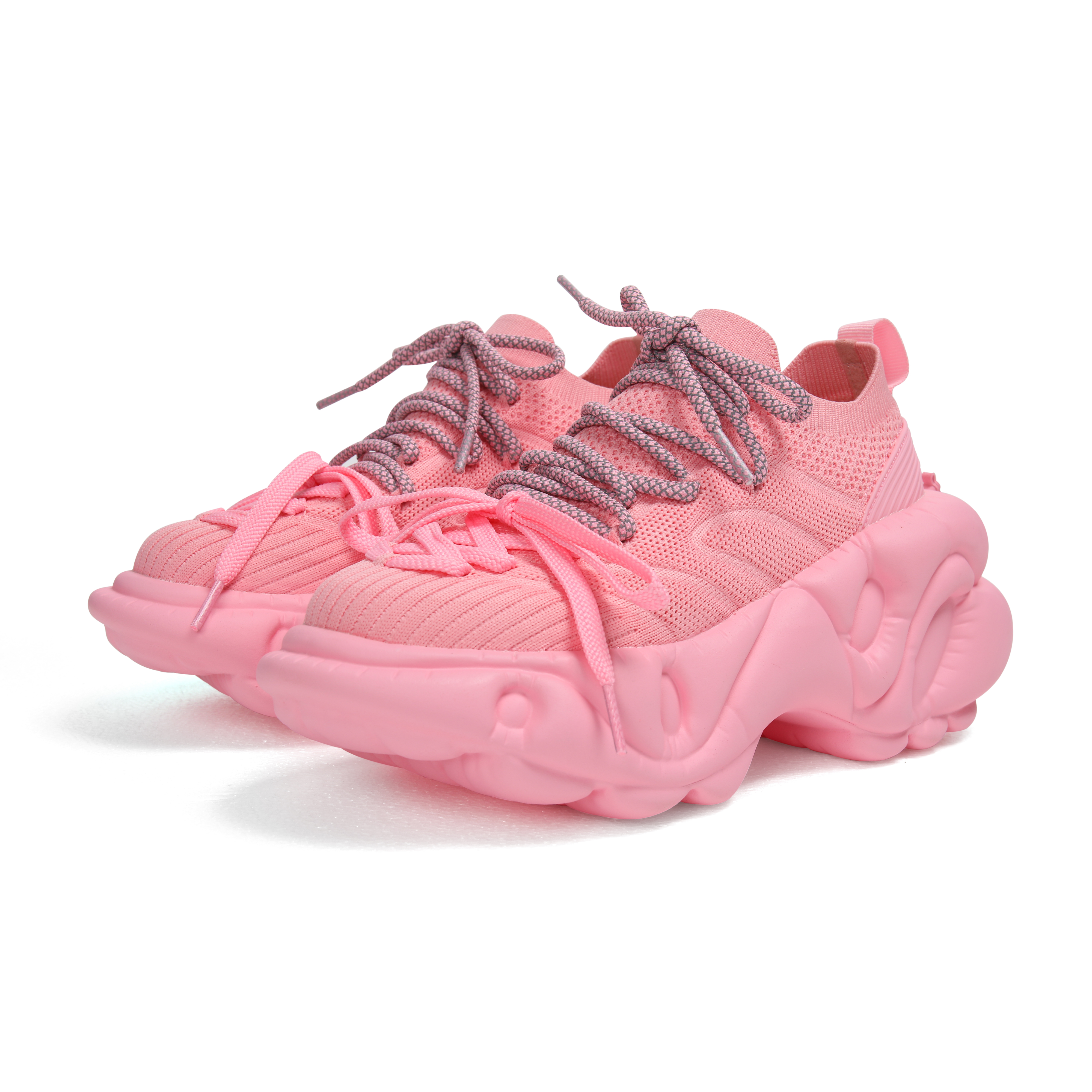 ZERO COSMOS Fabric Breathable Height Increasing Low top Chunky Sneakers Unisex Pink