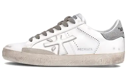 PREMIATA Steven Leather Minimalist Fashion Low top Skateboard Shoes Women's White
