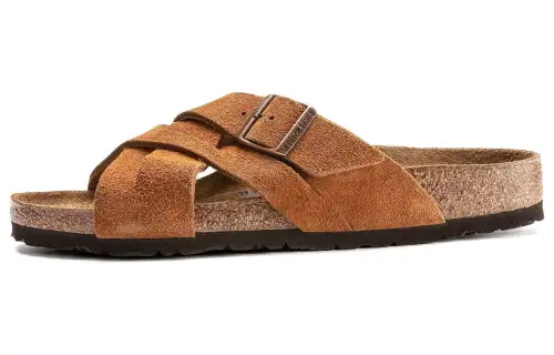 Birkenstock Suede Slide Slippers Unisex Brown Narrow