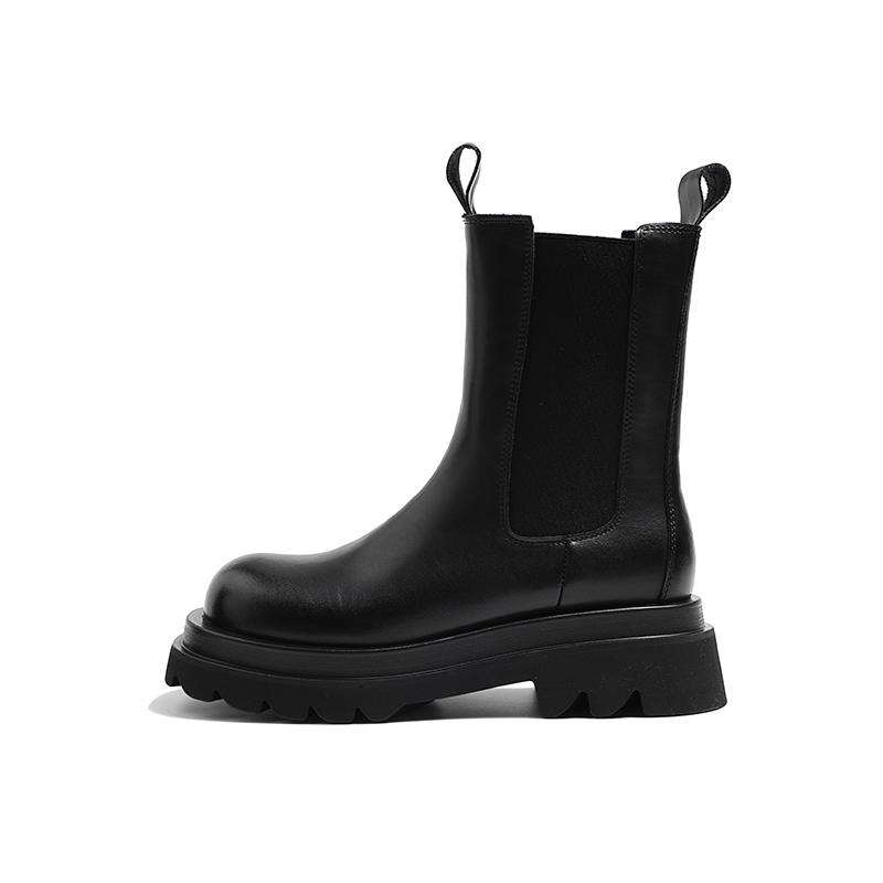 MIS. DANNY Cow Split Leather Chelsea Boots 5CM Women's Black