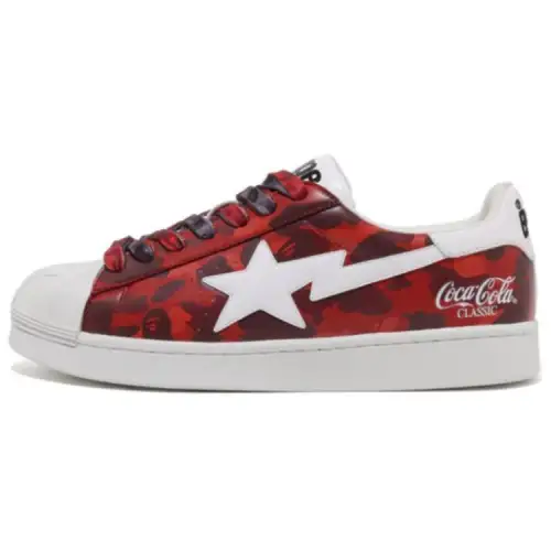 A BATHING APE BAPE X Coca Cola Skull Low top Skateboard Shoes Women's Red