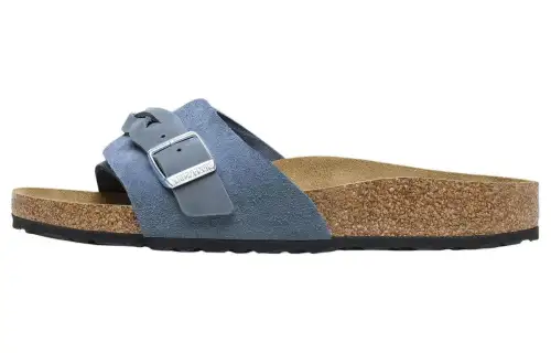 Birkenstock Suede Slide Slippers Women's Blue Regular
