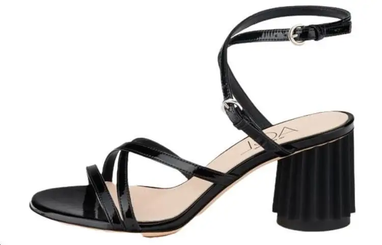 AGL Leather One Strap Sandals 7cm Women's Black