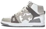 A BATHING APE STA 93 High Leather Casual High top Stylish Skateboarding Shoes Men's Gray White
