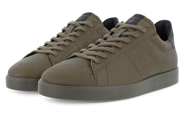 Ecco Top Grain Cow Leather Low top Stylish Skateboarding Shoes Men's Army Green