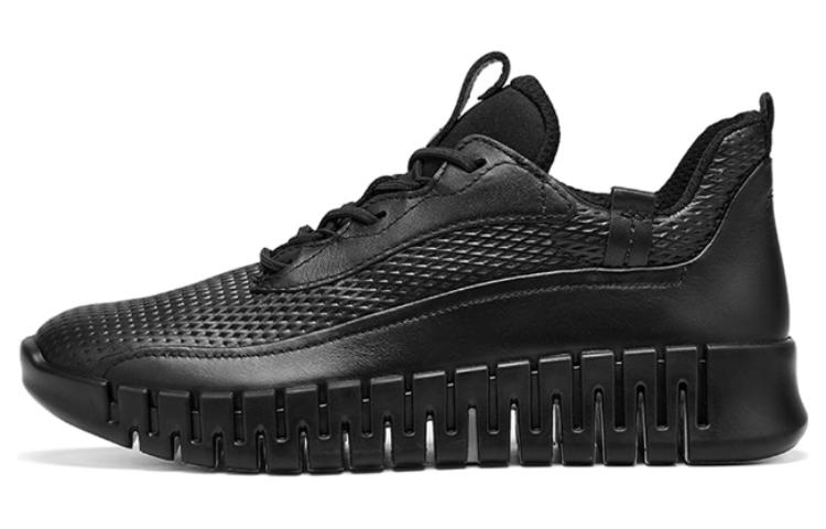 Ecco Smart Series Cow Leather Comfortable And Breathable Low top Sports Casual Shoes Women's Black