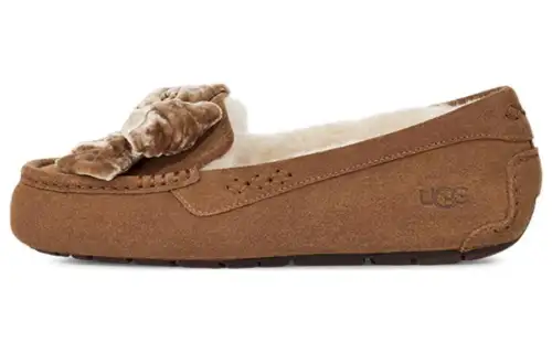 UGG Leisure Fluff Bow Mini Loafers 'Brown' Women's