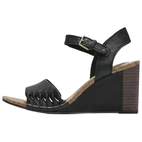 Clarks Leather One Strap Sandals 8cm Women's Black