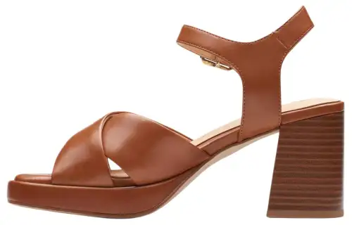 Clarks Leather One Strap Sandals 7.5cm Women's Brown