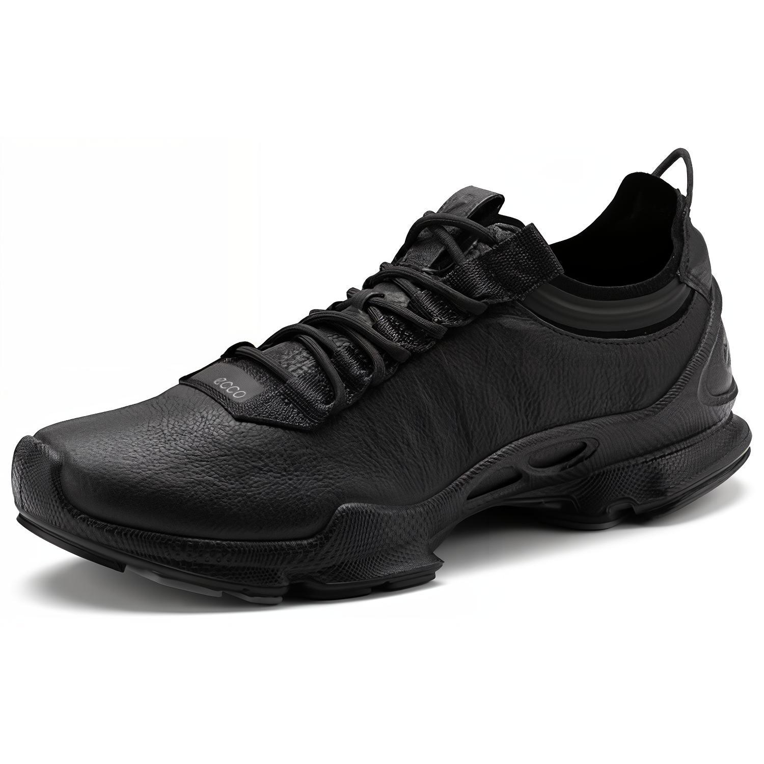 Ecco Biom C cow leather, versatile and lightweight, fashionable and simple, fitness low-top sprint running shoes, men's black