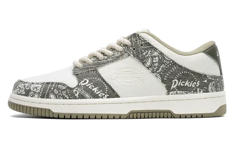 Dickies Fabric Lightweight Low top Skateboard Shoes Men's Army Green & White