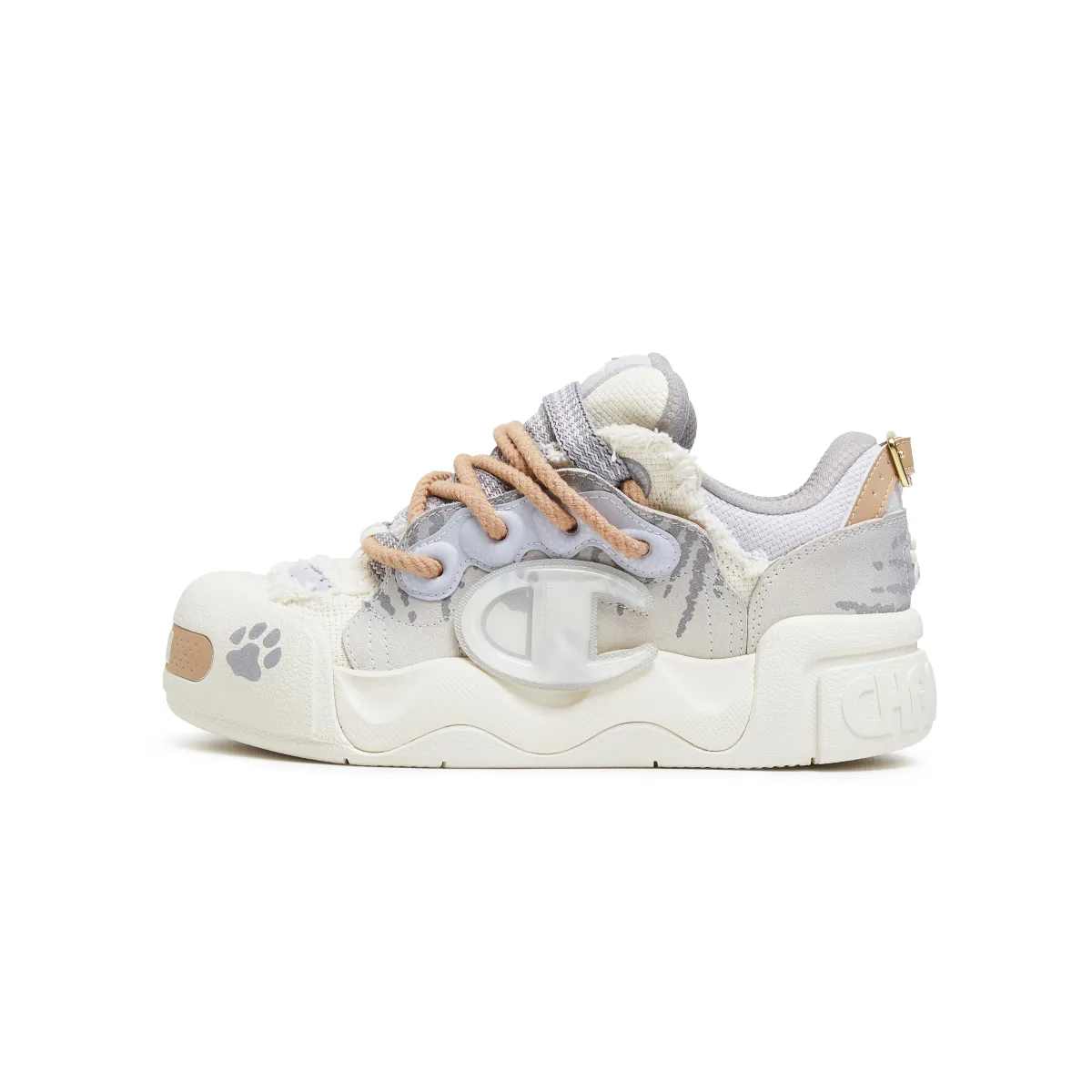 Champion Pompompururu Crampons Shoes Low top Skateboard Shoes Men's Textured Gray/Milk White