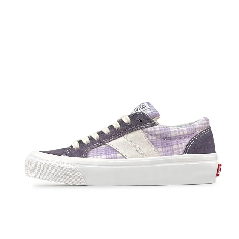 LuzaoT SUPER DRAG Abrasion Resistant Breathable Abrasion Resistant Breathable Low top Canvas Shoes Unisex Purple Plaid