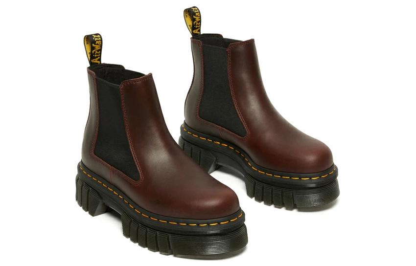 Dr. Martens Audrick Brando Leather Platform Chelsea Boots 'Brown' Women's