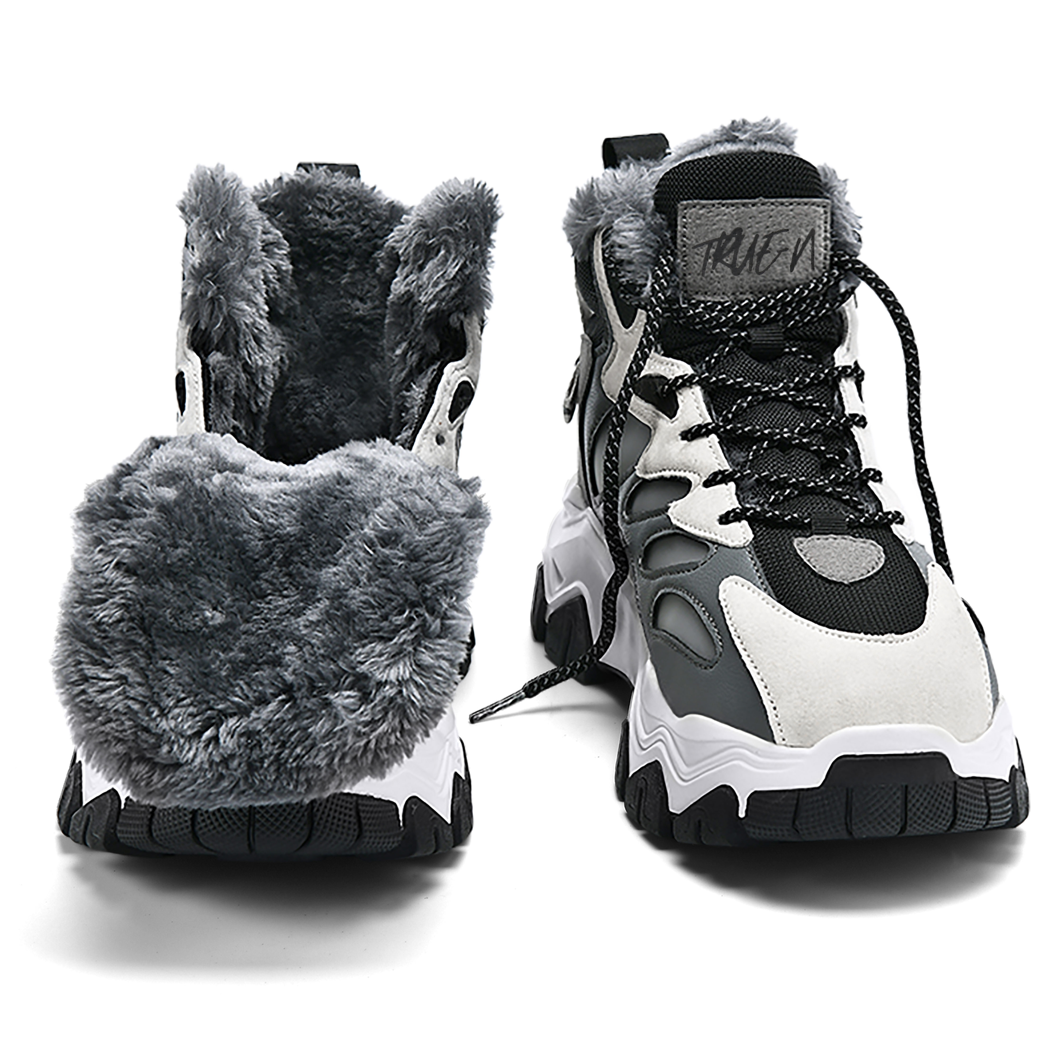 TRUEN Snow Boots Men's Black Gray White