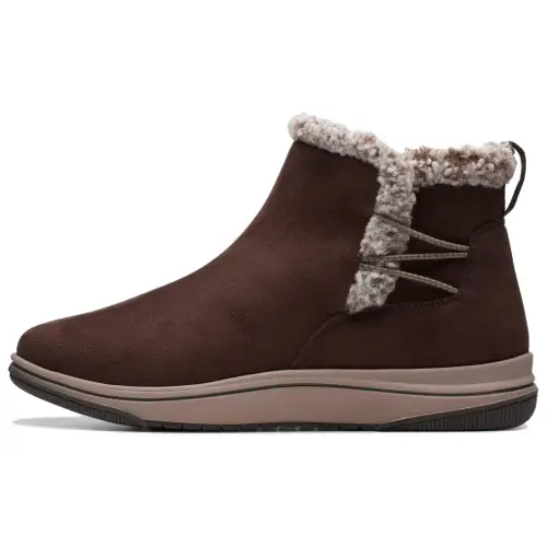 Clarks Fabric Short Snow Boots Women's Dark Brown