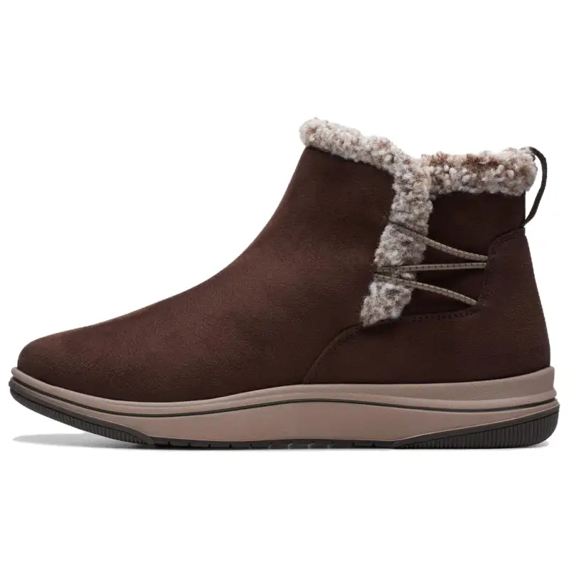 Clarks Fabric Short Snow Boots Women's Dark Brown
