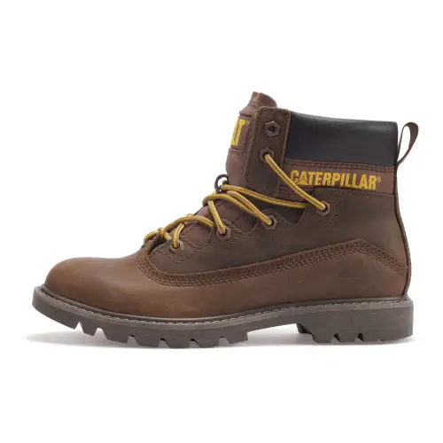 CAT Cow Split Leather Slip Resistant Abrasion Resistant Short Combat Boots Women's Dark Brown