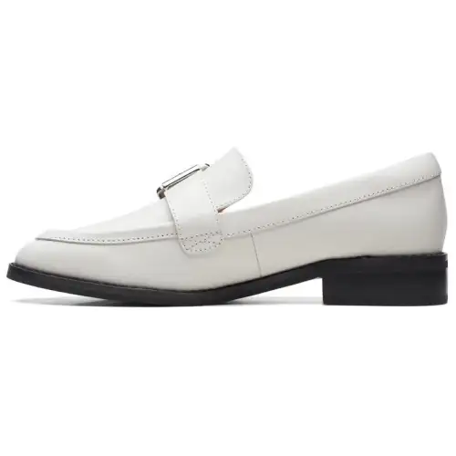 Clarks Cow Leather Loafers 3cm Women's White