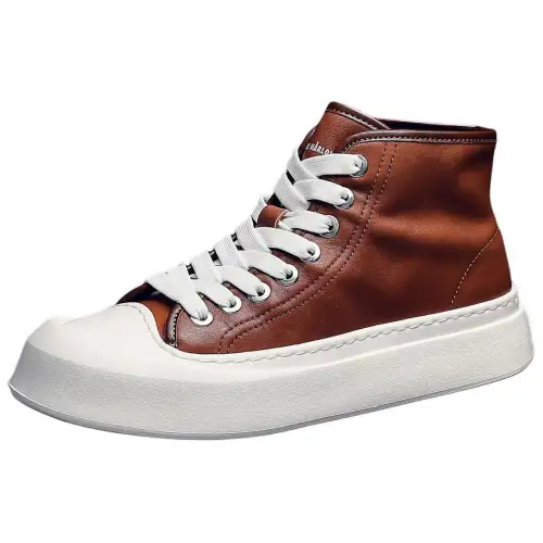JANE HARLOW Leather High top Skateboard Shoes Men's Brown