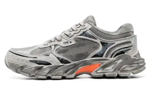 HERON PRESTON Leather Low top Sports Casual Shoes Men's Dark Gray