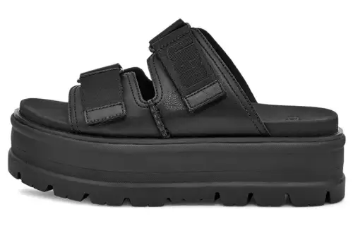 UGG Clem two-layer cowhide, comfortable and delicate, fashionable sandals, women's black