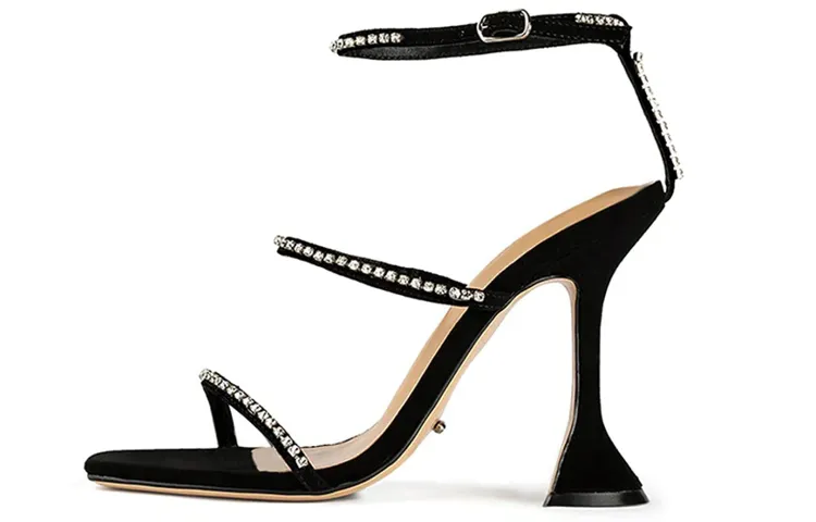 Tony Bianco Top Grain Cow Leather Flared Heel High Heels 10.5cm Women's Black