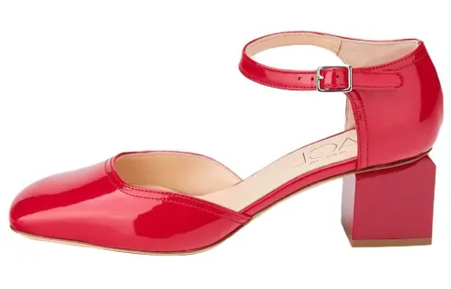AGL Leather Comfortable And Trendy Chunky Heel High Heels Women's Rose Red