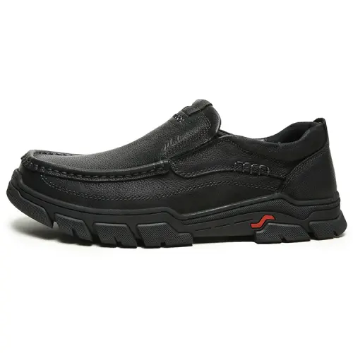 Mulinsen Thick-soled Casual Sports Comfortable Versatile Business Commuting Soft-soled Non-Slip Wear-Resistant Formal Leather Shoes Men's Black
