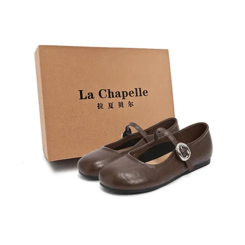 La Chapelle, retro classic British style, simple and fashionable small leather shoes PU, versatile, elegant and trendy, shallow mouth, soft sole, comfortable, flat heel, Mary Jane shoes, women's brown