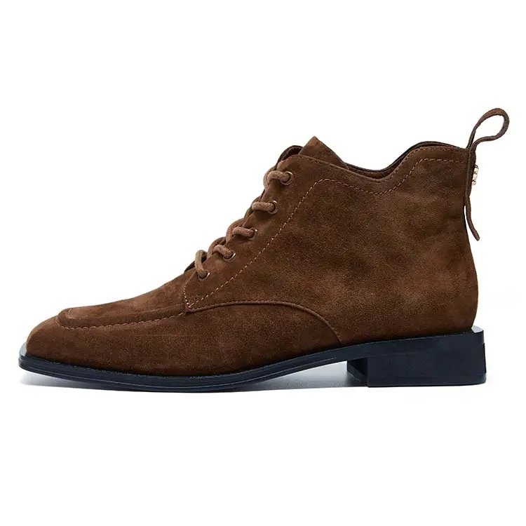 Marie Claire Shearling Short Combat Boots Women's Caramel Brown