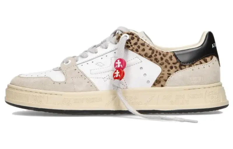 PREMIATA Leather Minimalist Fashion Low top Skateboard Shoes Women's White Gray