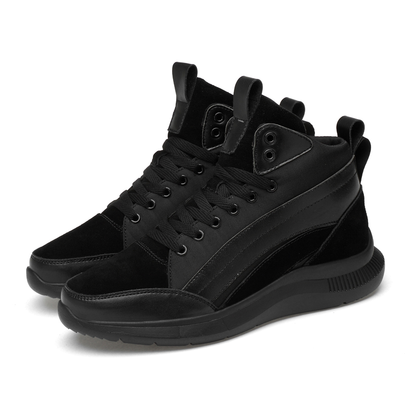 Mansion Bull Cow Split Leather Cushioning Height Increasing High top Running Shoes Men’s