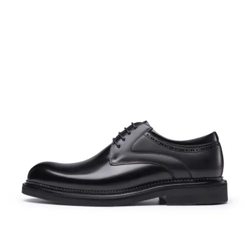 Chrisdien Deny Cow Leather Derby Round Toe Lace Business Formal Leather Shoes Men's Black