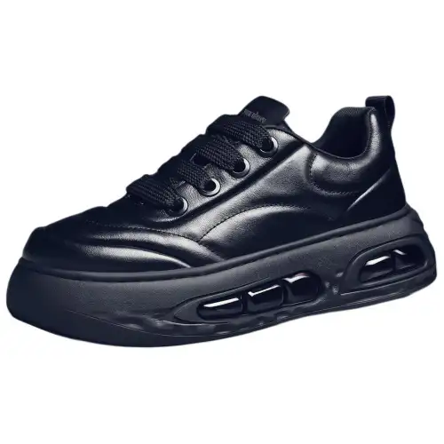 JANE HARLOW Top Grain Cow Leather Lightweight Height Increasing Low top Casual Shoes Men's Black