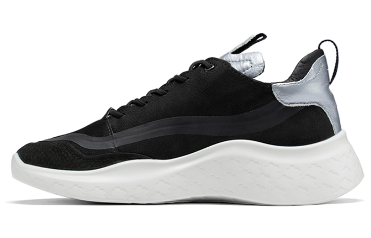 Ecco Yue Dong Top Grain Cow Leather Comfortable And Breathable Low top Running Shoes Women's Black