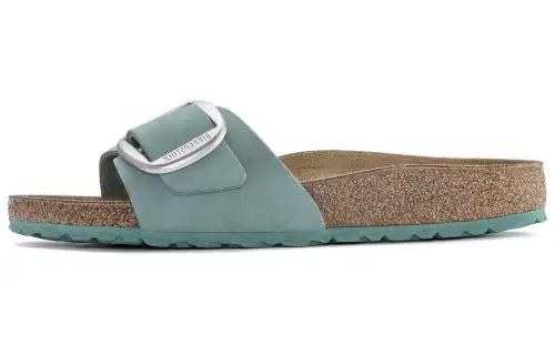 Birkenstock Leather Slide Slippers Women's Green Narrow