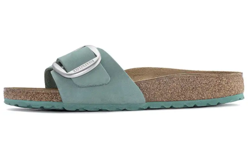 Birkenstock Leather Slide Slippers Women's Green Narrow